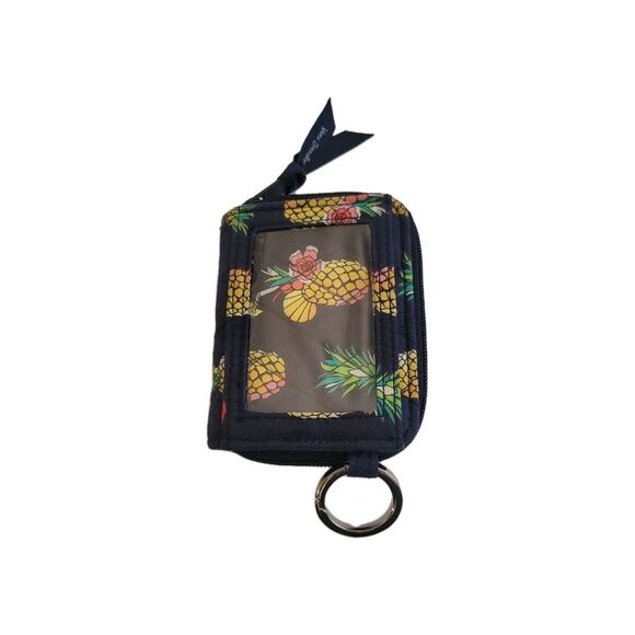 Vera Bradley Handbags - Vera Bradley Tropical Floral Pineapple Zip Around Wallet with Key Ring Navy Blue